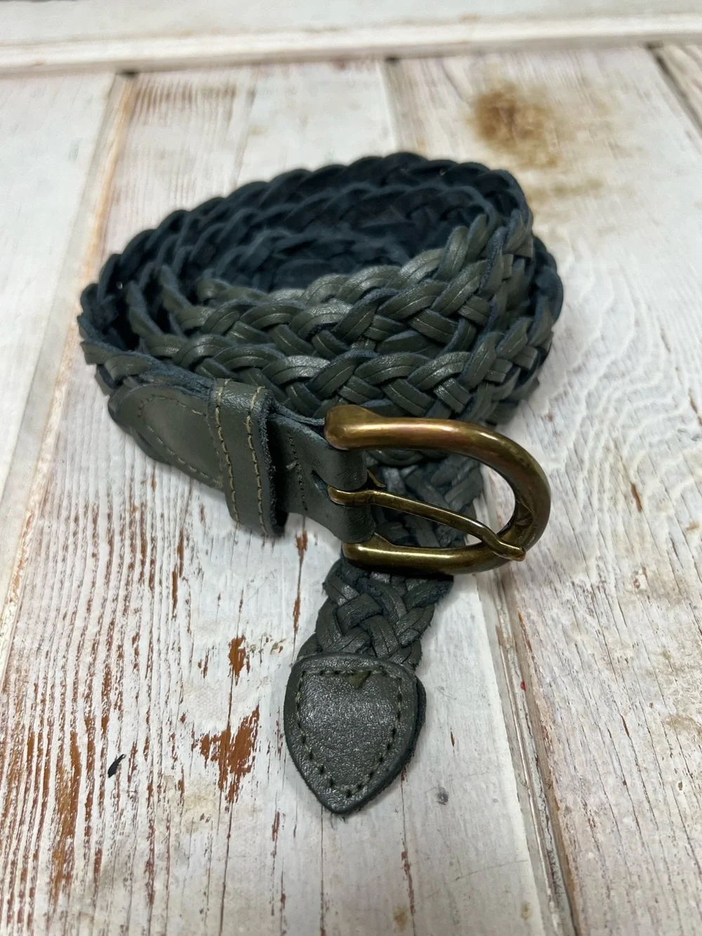 Capezio Woven Leather Braided Belt - Dark Green